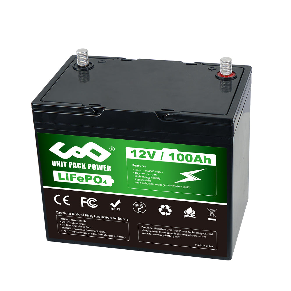 【USA STOCK 】U201 12V 100AH BMS100A 1200Wh 4S2P LiFePo4 Lithium Iron Ebike Battery with Balance + temperature control fit for 0-800W Motor